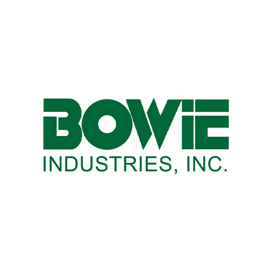 Green text logo reading "BOWIE INDUSTRIES, INC." in a stylized font, with bold letters. White background highlights the modern, clean design.