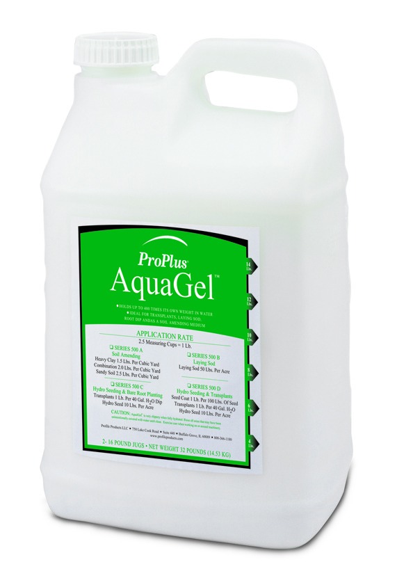 A large white container labeled "ProPlus AquaGel" with instructions for application and a green label.